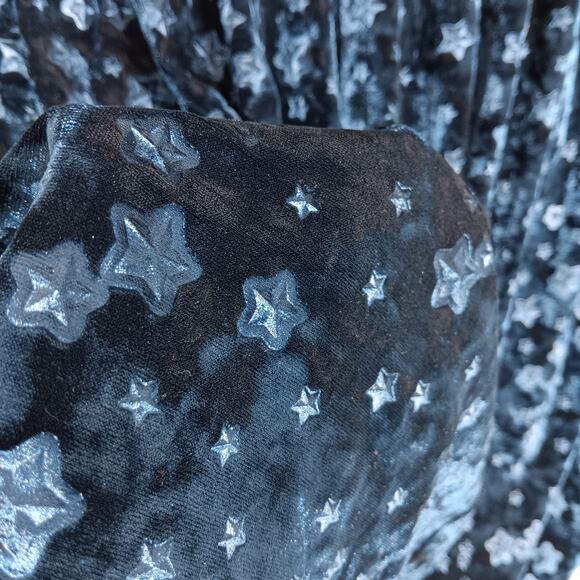Jessy B Velour Skirt 1X Dark Blue Embossed with Stars All Over Pockets Pullon - Picture 7 of 7